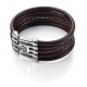 PULSERA METAL CHAP. PLATA Y PIEL SRA TRIBAL