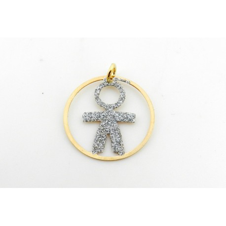 Colagante y cadena de plata rodiada y chapado niño