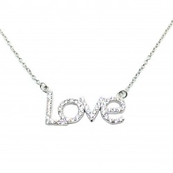 gargantilla de plata rodiada LOVE con zirconitas