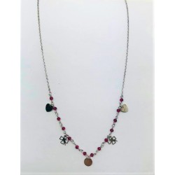 gragantilla de plata rodiada cristales rosas