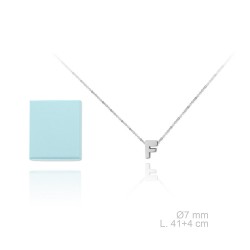 Gargantilla INICIAL "F" en plata de ley rodiada