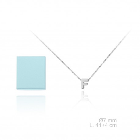 Gargantilla INICIAL "F" en plata de ley rodiada