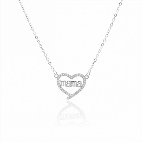 GARGANTILLA DE PLATA RODIADA CORAZON MAMA