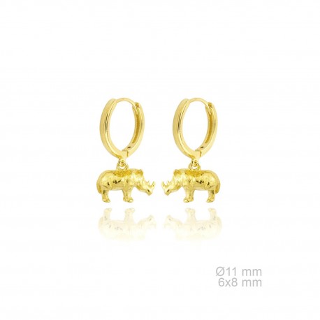 aros de plata chapado elefante