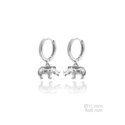 aros de plata con colgante rinoceronte