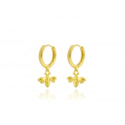 Aros de plata chapado en oro abejas