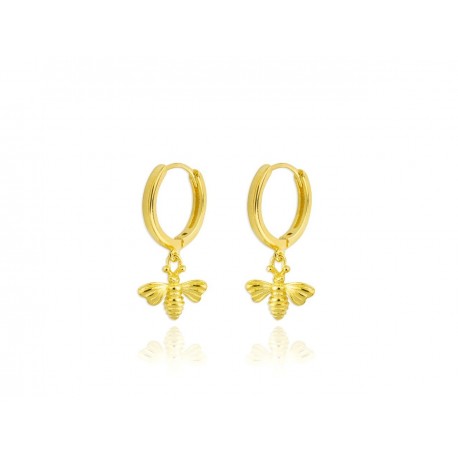 Aros de plata chapado en oro abejas