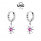 Aros de 12mm de plata con sol con piedra rosa