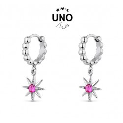 Aros de 12mm de plata con sol con piedra rosa