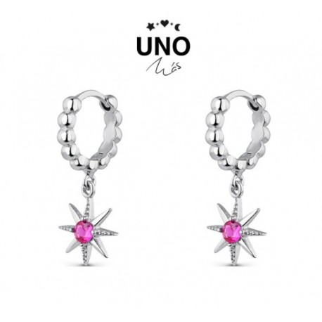 Aros de 12mm de plata con sol con piedra rosa