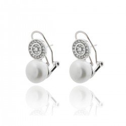 PENDIENTES DE PLATA PERLA BLANCA OMEGA