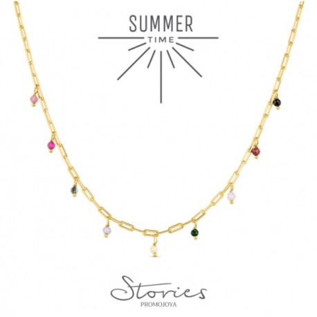 collar de plata chapada en piedras naturales