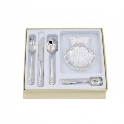 ESTUCHE CONCHA METAL PLATEADO Y CUBIERTO