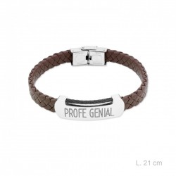 pulsera de piel trenzada PROFE GENIAL