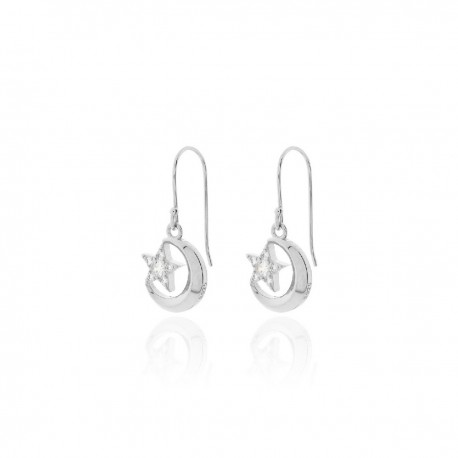 pendiente de plata luna y estrella cierre hippie