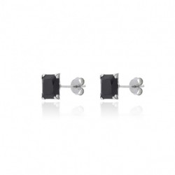 Pendientes de plata 4 garras piedra negra