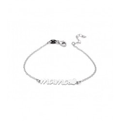 PULSERA DE PLATA DE LEY MAMA CON CORAZON 