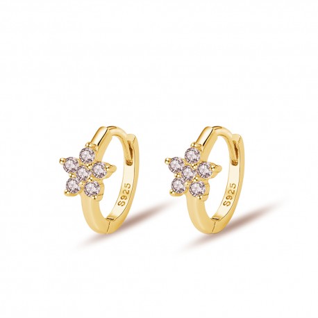 Pendiente de plata chapado aro hilo de 12 mm con f