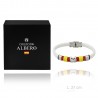 PULSERA ACERO Y CUERO TRENZADO