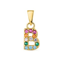 Colgante de plata chapado inicial B multicolor