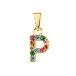 Colgante de plata chapado inicial P multicolor