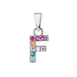 colgante de plata inical F colores
