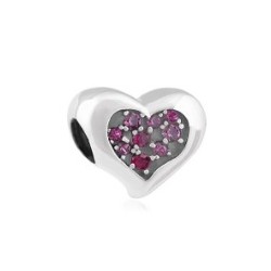 abalorio corazon de circonitas en plata