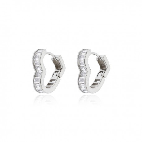 Pendientes Plata Rodio Aro Corazón