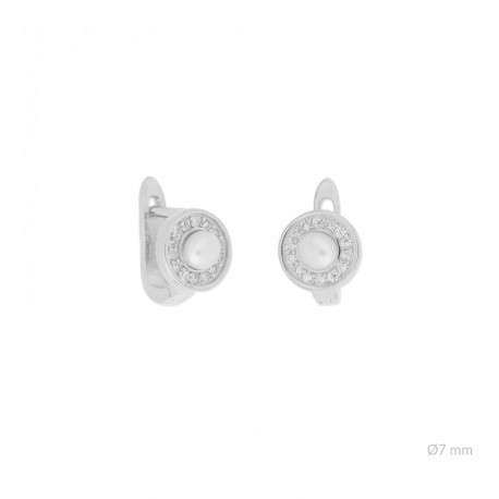 pendiente de plata rodiada perla