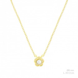 gargantilla de plata chapada en oro flor con perla