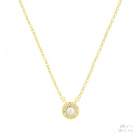 gargantilla de plata chapada en oro perla