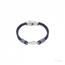 pulsera infantil de material trenzada con cruz