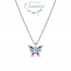 colgante de plata rodiada mariposa con circonitas