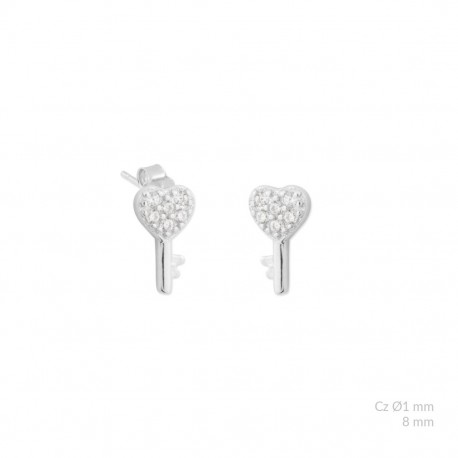 PENDIENTES DE PLATA LLAVE CON CIRCONITAS