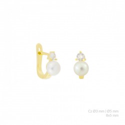 PENDIENTE DE PLATA CHAPADA PERLA CON CIERRE CATAL