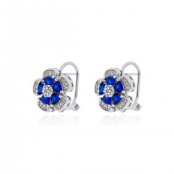 PENDIENTES DE PLATA RODIADA FLOR ZAFIRO