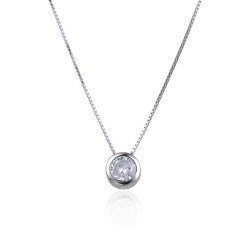 gargantilla de plata rodiada chaton  de 5 mm