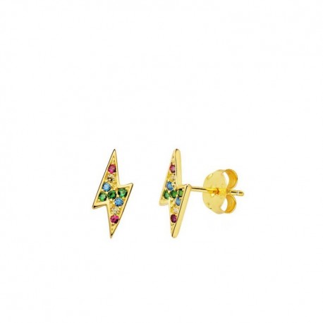 pendiente de plata chapada rayito multicolor 10x4m