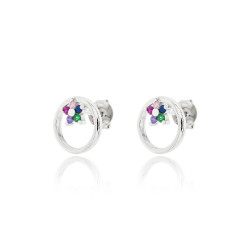 pendiente de plata circular con circonitas colores