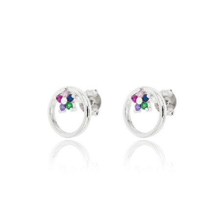 pendiente de plata circular con circonitas colores