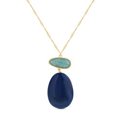 Colgante de piedra natural chapado con cadena 