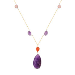 Collar de piedra natural chapado con gota amatista