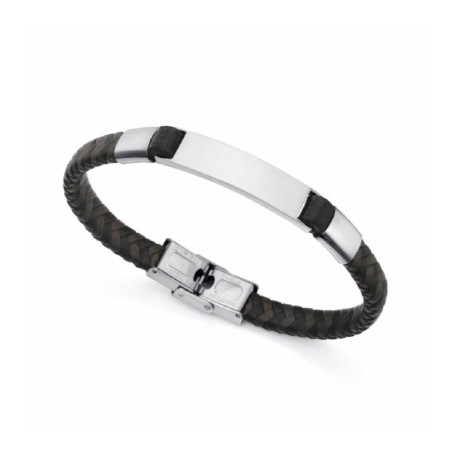 PULSERA HOMBRE ACERO Y PIEL TREZADA BICOLOR VICERO