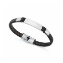 PULSERA HOMBRE ACERO Y PIEL TREZADA BICOLOR VICERO
