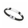 PULSERA HOMBRE ACERO Y PIEL TREZADA BICOLOR VICERO
