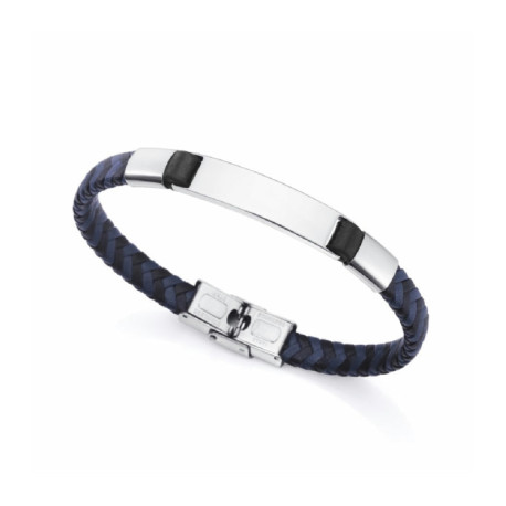 PULSERA HOMBRE ACERO Y PIEL TREZADA BICOLOR VICERO