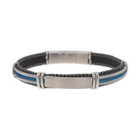 PULSERA CABALLERO PIEL CORDON AZUL