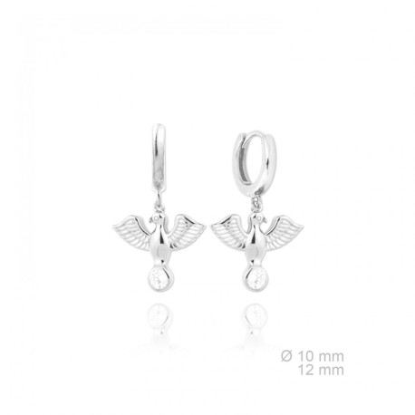 aros de plata con colgante fenix zirc negra