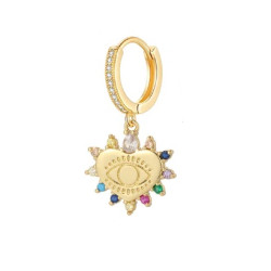 Pendientes de acero dorado corazon con circonitas