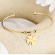 Pulsera rigida de acero inoxidable dorada trebol